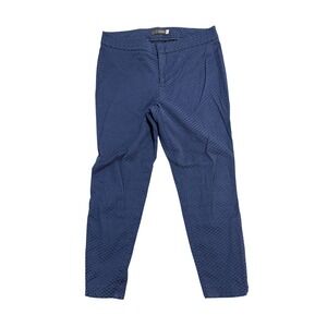 Crosby Pants Womens 12 Navy Polka Dot‎ Cropped Ankle Zip Stretch Tapered